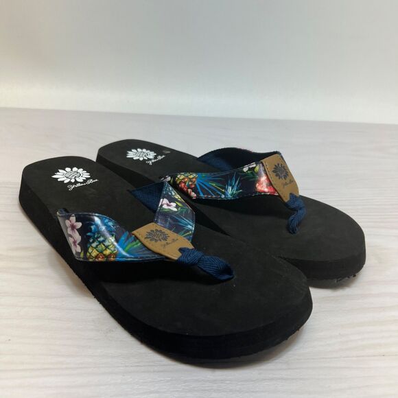 Yellow Box Francis Size US 11 M Women's T-Strap Slide Sandals Floral - Picture 1 of 9